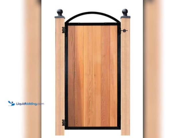 Lot 49-1516640 - NUVO IRON Black Galvanized Steel 6-Board Gate Frame for 36.25 in. W Opening with Removable Arch, Mod...