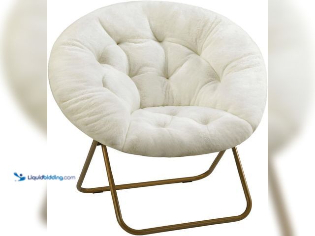 Lot 49-5476425 - Comfortable Cozy Faux Fur Disc Chair Foldable Feature for Bedroom, Living Room and Dorm, Adult-Sized...