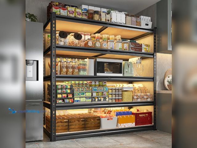 Lot 49-3481669 - REIBII 3000LBS Garage Shelving Unit Heavy Duty Storage Shelves 5-Tier Metal Shelves for Pantry Indus...