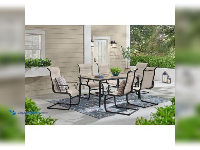 Lot 49-5409066 - Hampton Bay
Glenridge Falls 7-Piece Metal Padded Sling Rectangular Outdoor Dining Set in Putty Beig...