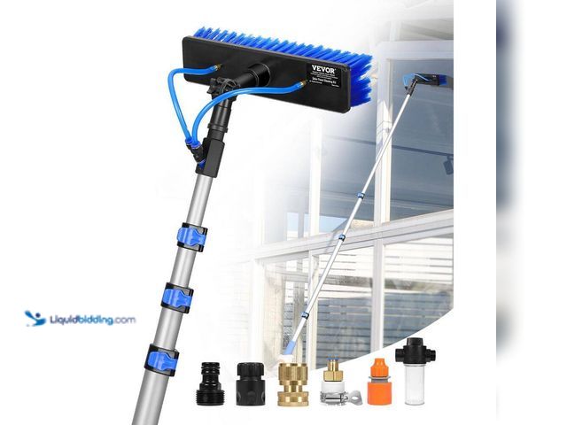 Lot 49-5410834 - VEVOR Water Fed Pole Kit, 12 ft. Solar Panel Cleaning Pole with Extendable Handle, 180° Rotatable Br...