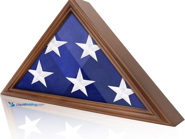 Lot 49-3528257 - Flag Display Case - 5' x 9.5' Funeral & Military Flag Shadow Box with HD Tempered Glass and Wall Mou...