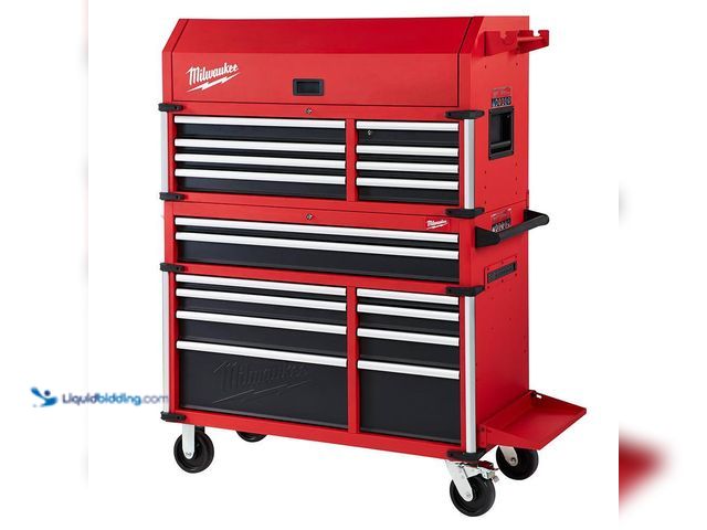 Lot 49-5410605 - Milwaukee High Capacity 46 in. W x 22 in. D 18-Drawer Rolling Tool Chest and Cabinet Combo. [Model #...