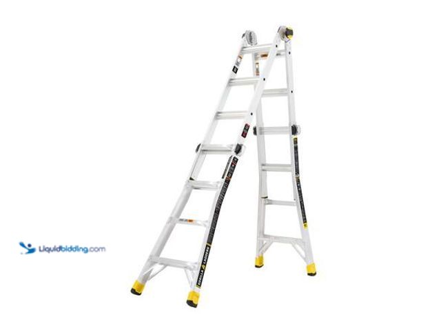 Lot 49-5548761 - Gorilla Ladders 18 ft Reach Aluminum Multi-Position Ladder with Tool Hangers, 300 lbs. Load Capacity...