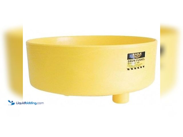 Lot 49-5545287 - Eagle Drum Funnel with Flame Arrester Screen for 30, 55 Gallon Drum, Yellow | HDPE Industrial Drum F...