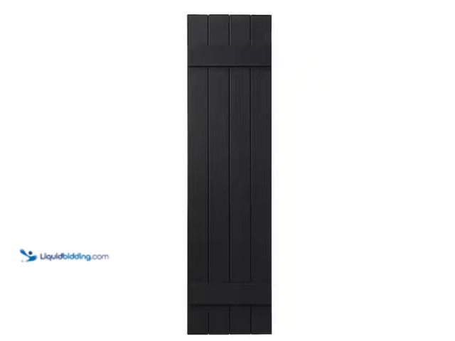 Lot 49-1549304 - Ply Gem 15 in. x 51 in. Polypropylene 4-Board Closed Board and Batten Shutters Pair in Black Qty (2)...