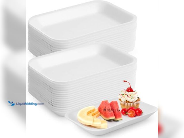 Lot 49-3527652 - 150 Pcs Crafts Foam Trays, White Foam Supermarket Disposable Poultry Meat Fruit Trays, BBQ Grill Roa...