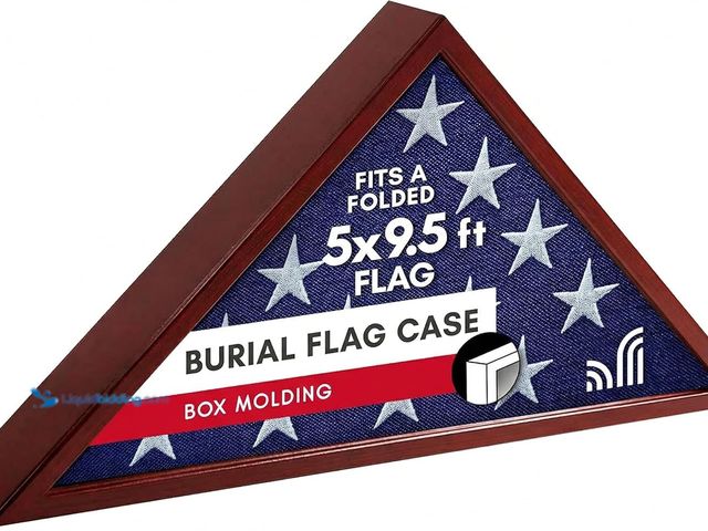 Lot 49-5546525 - Americanflat Large Flag Display Case for Folded 5x9.5' Burial Flags - Engineered Wood Display Box fo...