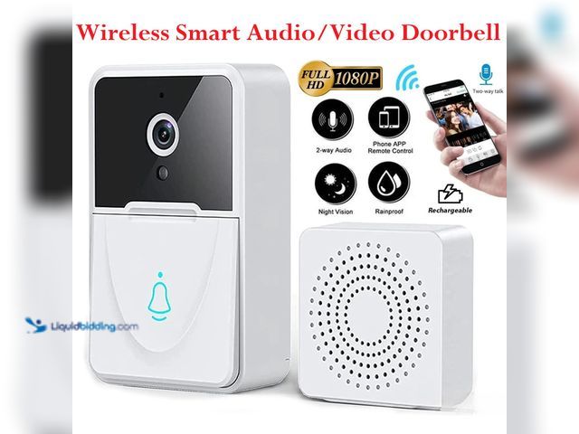 Lot 49-1616498 - Wireless Wi-Fi Security Audio/Video Smart Doorbell White with Two-Way Talk and Night Vision - NEW - ...