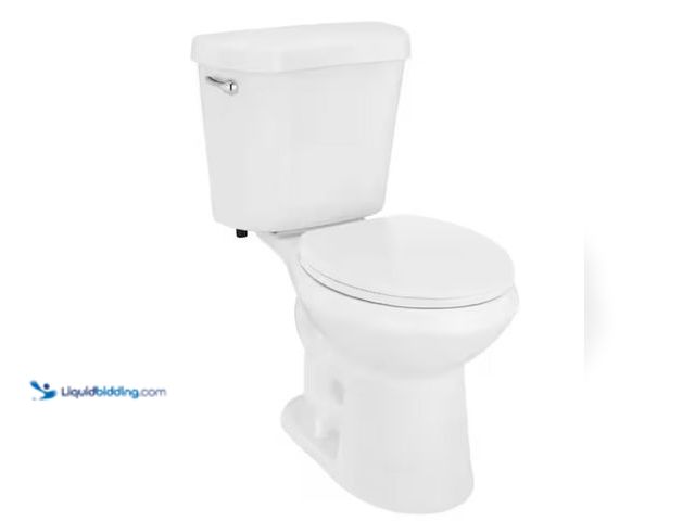 Lot 49-2005639 - Glacier Bay 12 in. Rough In 2-Piece 1.28 GPF Single Flush Round Toilet in White, Seat Included, Mode...
