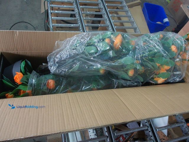 Lot 49-1544904 - 2 - 36" faux plants with orange flowers, potted, Unused, Factory packed, 2 plants/pots.