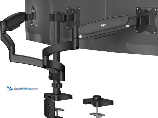 Lot 49-5458873 - WALI Triple Monitor Mount, 3 Monitor Desk Mount with Premium Gas Spring Arm for Screens up to 27 inc...