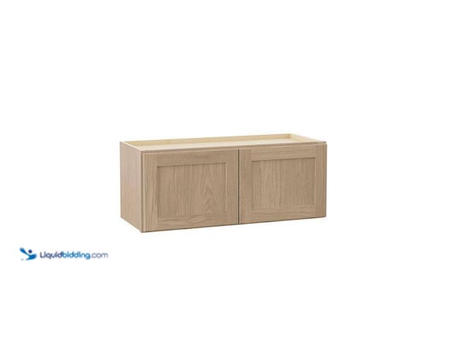 Lot 49-5410443 - Hampton Bay Sinclair 30 in. W x 12 in. D x 12 in. H Assembled Wall Bridge Cabinet in Shaker Light Oa...