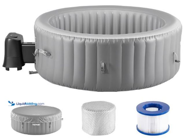 Lot 49-1513912 - VEVOR Inflatable Hot Tub, 2 to 4 Person Capacity, 70.9 x 26 in Round Portable Outdoor Spa, with 110 ...