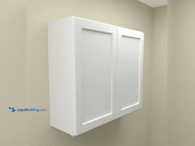 Lot 49-5551493 - Hampton Bay Courtland Shaker Wall Kitchen Cabinet in Polar White, Unused