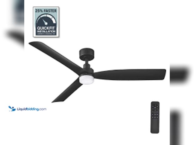 Lot 49-5415437 - Hampton Bay Marlston 52 in. Indoor/Outdoor Matte Black with Black Blades Ceiling Fan with Adjustable...