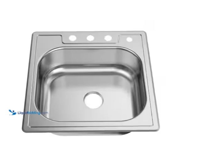 Lot 49-2020808 - Glacier Bay 25 in. Drop-in Single Bowl 22 Gauge Stainless Steel Kitchen Sink, Model # VT2522A1. MSRP...