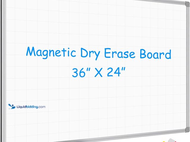 Lot 49-3528327 - JILoffice Magnetic Dry Erase Planning Board, Grid Pattern White Board 36 x 24 Inch, Silver Aluminum ...