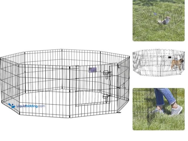 Lot 49-3537904 - Durable 8-Panel Dog Playpen with Double-Latch Door - Safe & Portable Design New