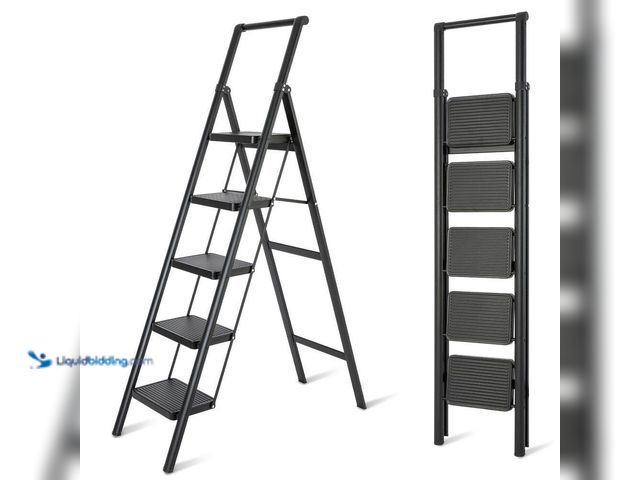 Lot 49-5552613 - Tatayosi
5-Step Steel Folding Step Stool Ladder 550 lbs. Load Capacity,Black (11 ft. Reach Height)....