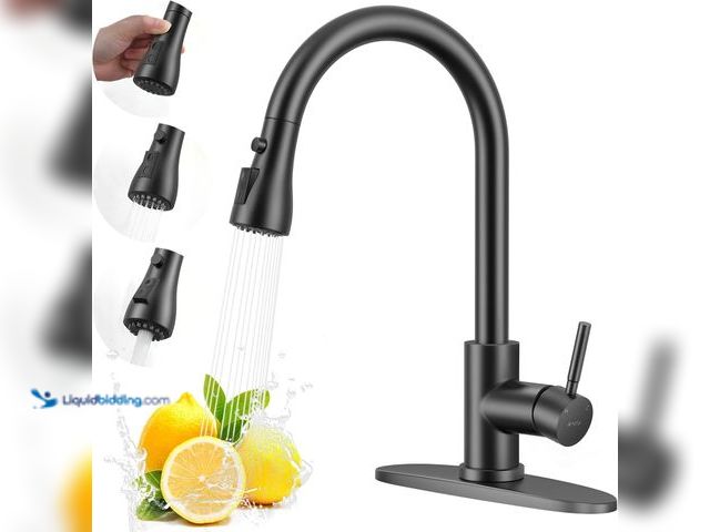 Lot 49-5410276 - Arofa Matte Black Kitchen Faucet, Kitchen Sink Faucet with Pull Down Sprayer Single Handle Stainless...