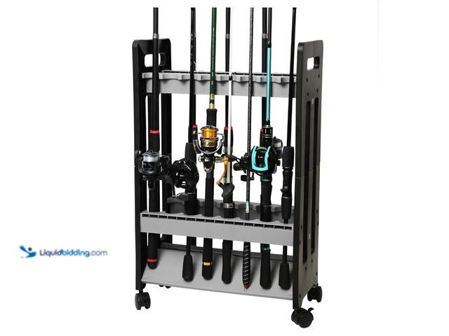 Lot 49-3430507 - Jorazor Fishing Rod Holder, Fishing Pole Holders for Garage, Rod Holder for 16 Rod and Reel Combos, ...