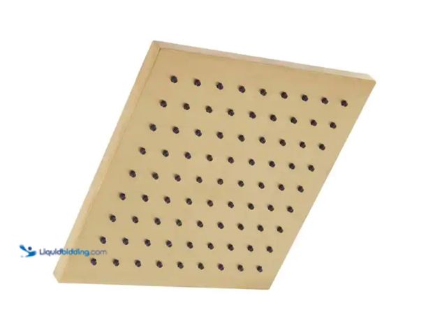 Lot 49-1622857 - Glacier Bay Modern 1-Spray Pattern 8.8 in. Single Wall Mount Fixed Shower Head in Matte Gold, Model ...