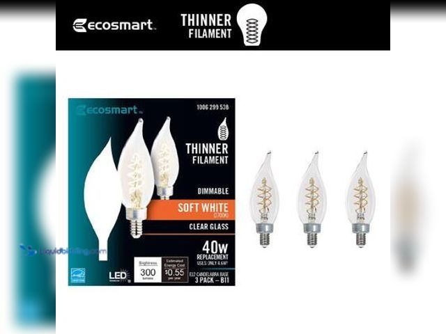 Lot 49-3565653 - QTY 4 - EcoSmart 40-Watt Equivalent BA11 Dimmable Candelabra E12 Fine Bendy Filament LED Vintage Edi...