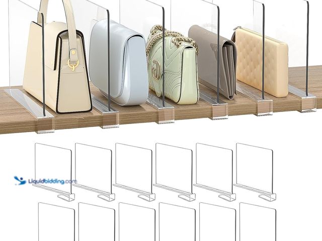 Lot 49-5410603 - Shelf Dividers Purse Organizer for Closet: 12-Pack Acrylic Bag Storage Organizer for Handbags, Clutc...