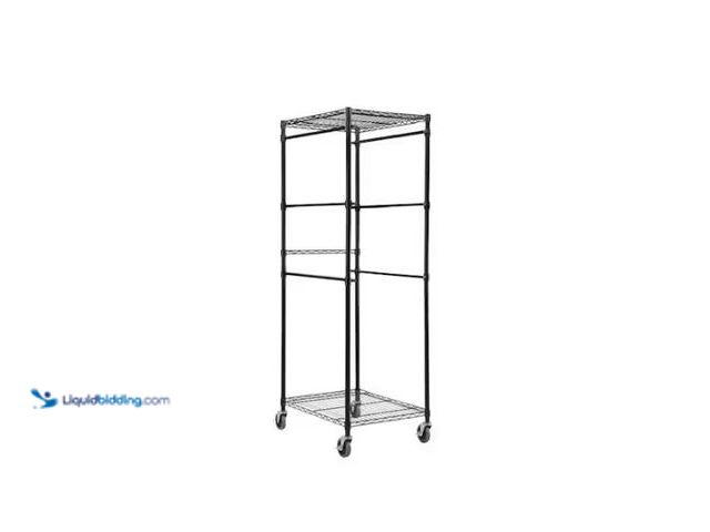 Lot 49-1577473 - HDX Steel Wire Garage Storage Bin Rack with Casters for 27 Gal. Tough Totes in Black (22 in. W x 69 ...