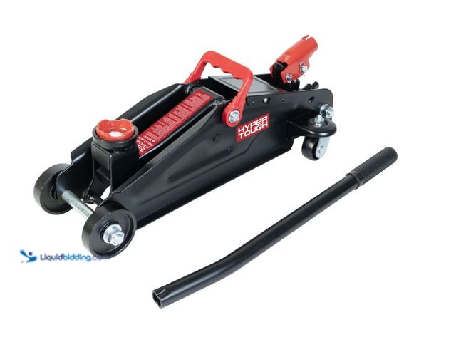 Lot 49-1627135 - Hyper Tough Trolley Jack, Work for Sedan and Coupe, 2 Ton Black Model #T82011W, Slightly Used, Has A...