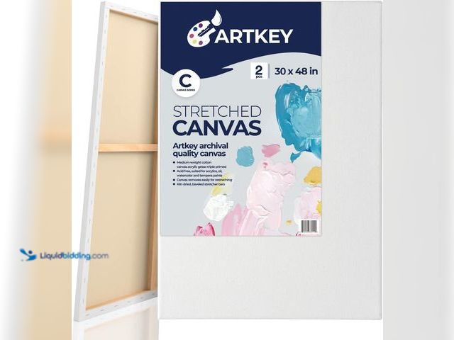 Lot 49-5545081 - Artkey Stretched Canvases for Painting 30x48 Inch 2-Pack, 12.3 oz Triple Primed Acid-Free 100% Cotto...
