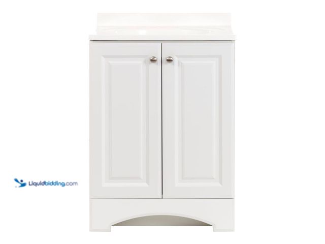 Lot 49-5410459 - Glacier Bay 25 in. Single Sink White Bath Vanity with Cultured Marble Top (Assembled)[Model # GB24P2...