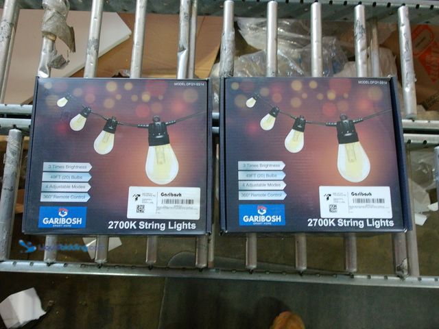 Lot 49-1548453 - Lot of 2 Garibosh 49ft Led Outdoor String Lights, Dimmable Edison Shatterproof Waterproof Patio Ligh...