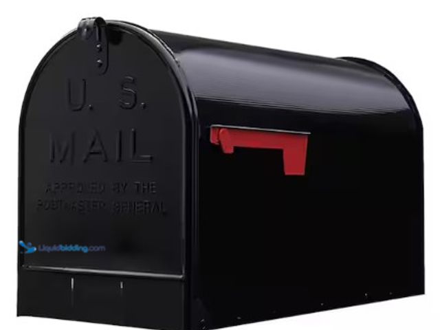Lot 49-2025212 - Architectural Mailboxes Stanley Black, Extra Large, Steel, Post Mount Mailbox, Model # ST200BAM, MSR...