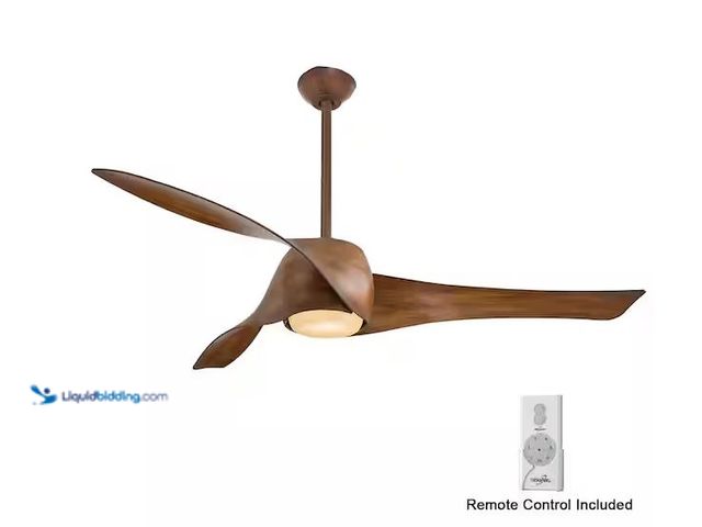 Lot 49-3600407 - MINKA-AIRE Artemis 58 in. Integrated LED Indoor Distressed Koa Ceiling Smart Fan with Light and Remo...