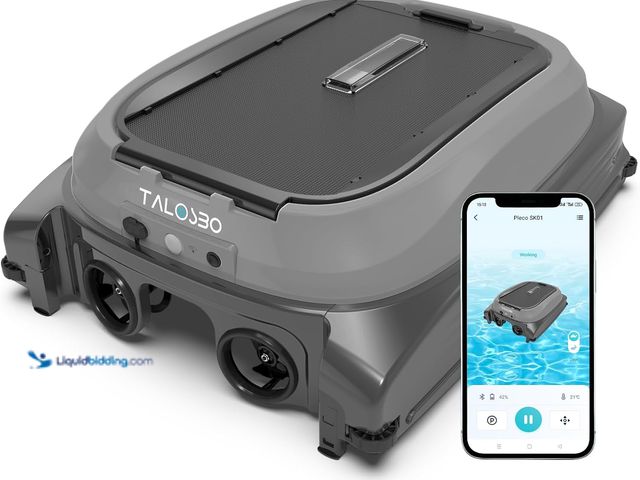 Lot 49-3565477 - (2026 New) TALOSBO Pleco SK01 Solar Powered Robotic Pool Surface Skimmer with APP Support, Obstacle ...