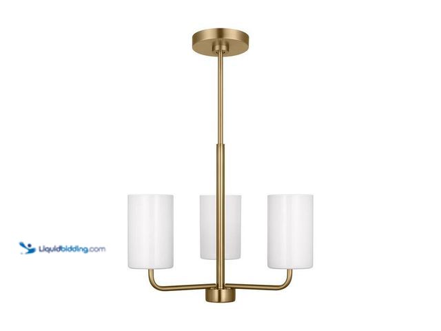 Lot 49-2024262 - Generation Lighting Rhett 3-Light Satin Bronze Modern Small Chandelier with Clear/White Glass Shades...