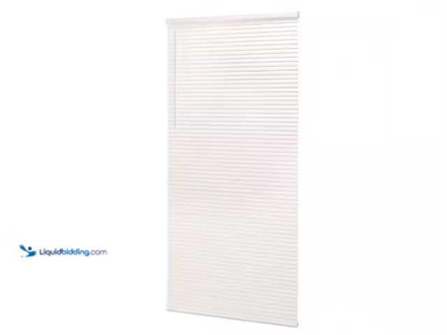 Lot 49-1624472 - Lot of (6) StyleWell Pre-Cut 32 in. W x 64 in. L Cordless Light Filtering White Vinyl Mini Blind wit...