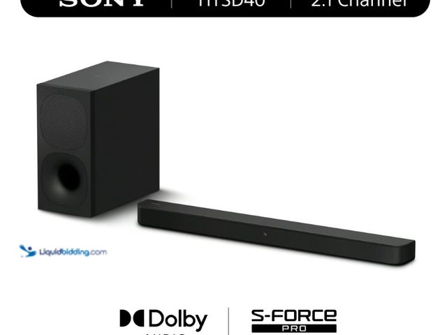 Lot 49-5543051 - Sony HT-SD40 2.1ch Soundbar with Powerful Wireless Subwoofer. Model # . Unused. Unable to test.