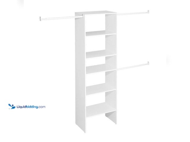 Lot 49-5543597 - ClosetMaid
Style+ 84 in. W - 120 in. W White Tower Wall Mount 6-Shelf Wood Closet System. Model # 4...