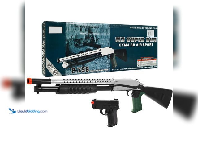 Lot 49-3471358 - Airsoft Full Size Pistol Grip Shotgun/Handgun Combo Pack Spring Powered - NEW - Full 1:1 size shotgu...