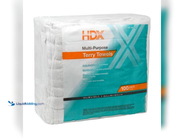 Lot 49-5487035 - HDX
14 in. x 14 in. Terry Towels (100-Count) New