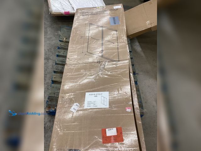 Lot 49-5486794 - Sliding Shower Door Tempered Glass (AG8-W-S722-F-MB) 48'', Item is unused with hardware and attachme...
