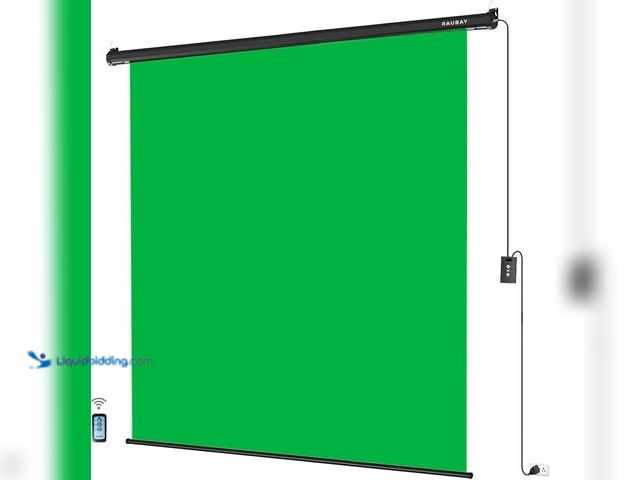 Lot 49-5485899 - RAUBAY Motorized Pull Down Green Screen - 78.7" x 86.6" Collapsible Wall-Mount Background for Profes...