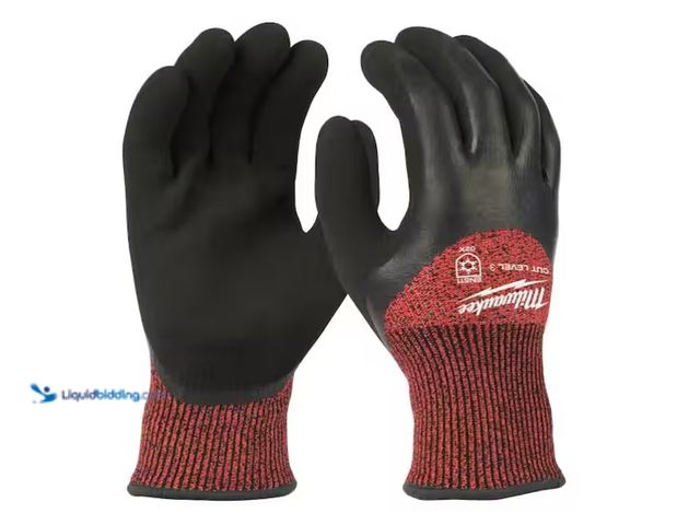 Lot 49-1575914 - Lot of (4) Milwaukee Medium Red Latex Level 3 Cut Resistant Insulated Winter Dipped Work Gloves, Mod...