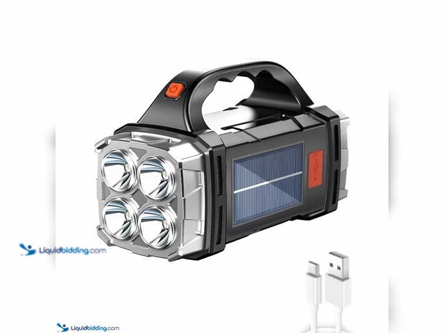 Lot 49-5388214 - Solar LED Rechargeable Multi-Light Camping Torch Lantern 6.1"L x 2.76"W x 4.13"T Black - NEW - Solar...