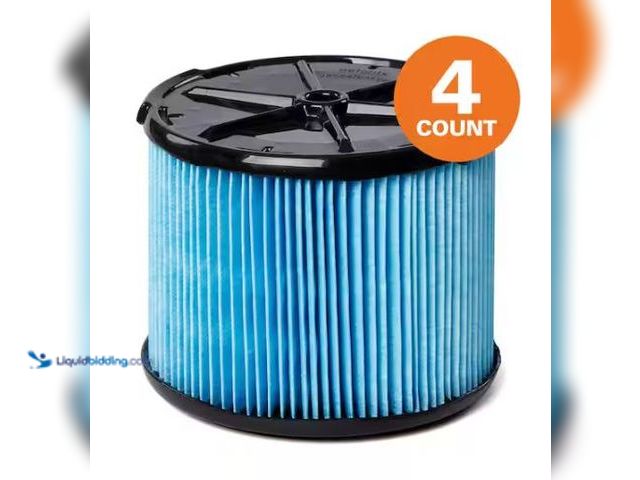 Lot 49-1518298 - Lot of 4 RIDGID Genuine VF3500A Fine Dust Pleated Paper Shop Vacuum Filter Replacement for Most 3-4....