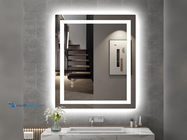 Lot 49-5408435 - 30x36 LED Mirror for Bathroom with Dimmable Bathroom Vanity Mirrors with Lights, Front and Backlit A...