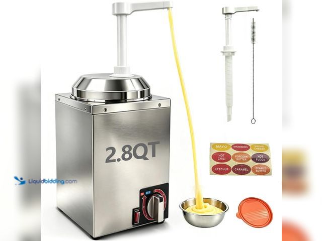 Lot 49-5545219 - Groviia Nacho Cheese Dispenser with Pump, 2.8Qt Stainless Steel Cheese Warmer, Commercial Hot Fudge ...